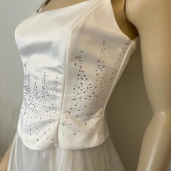 Aspeed white wedding gown corset rhinestone top 3-layer chiffon skirt EUC Size 4 - Picture 3 of 11